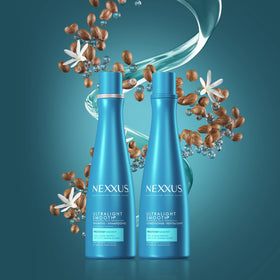 Nexxus bottles beside a ruler showing 13.5 oz size for clear scale
