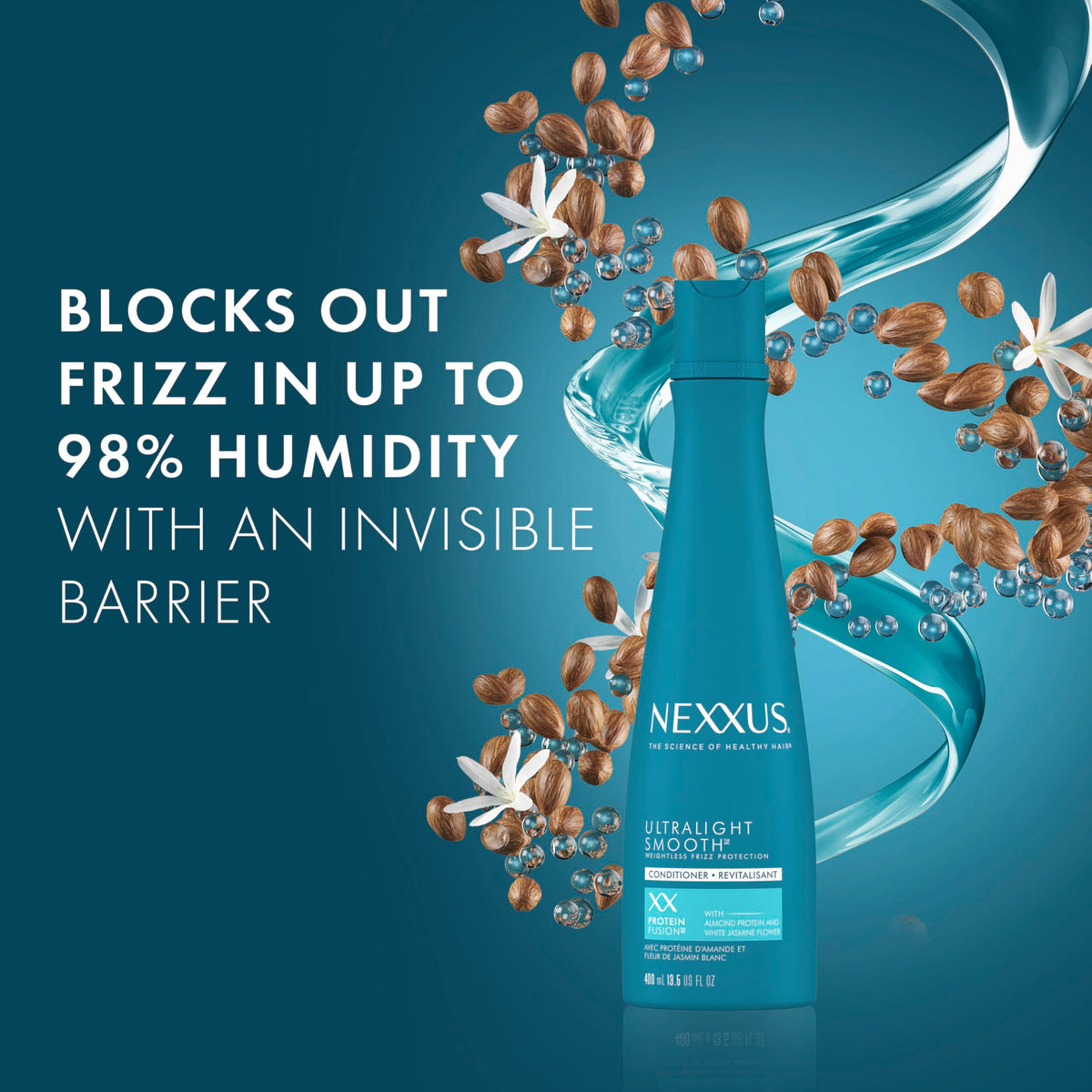 Nexxus conditioner lather in hands demonstrating easy detangling benefit