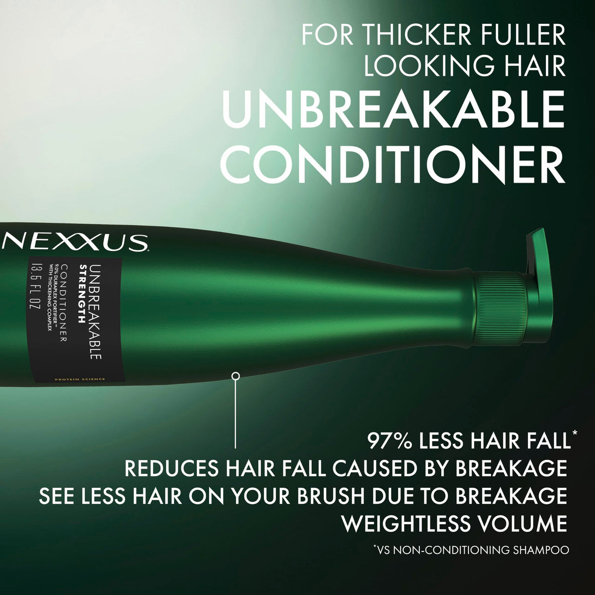 Nexxus conditioner being applied to fine hair for strengthened strands