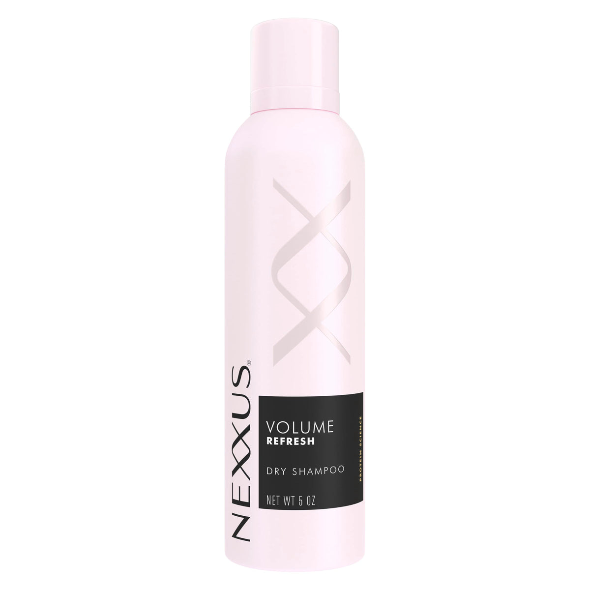 Nexxus Volume Refresh dry shampoo front packaging shows compact 5 oz can for quick touch-ups