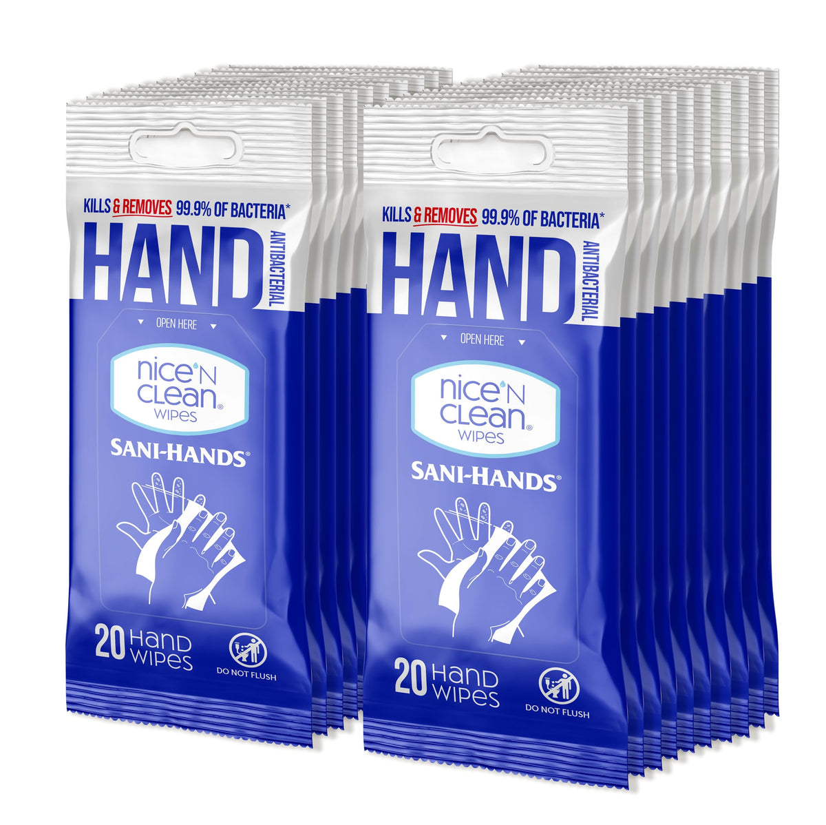 Nice 'N Clean front packaging showing 400-count travel packs and product benefits