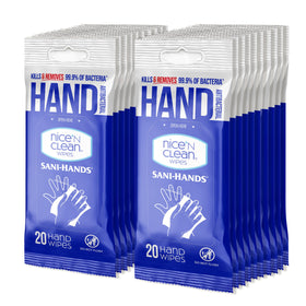 Nice 'N Clean front packaging showing 400-count travel packs and product benefits