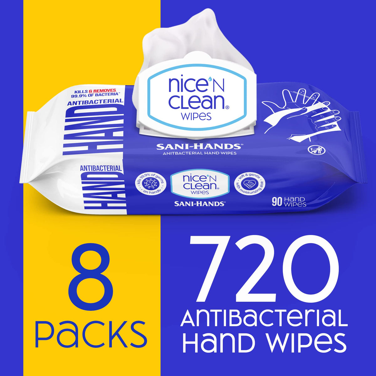 Nice 'N Clean wipe in hand demonstrating quick cleaning benefit on the go