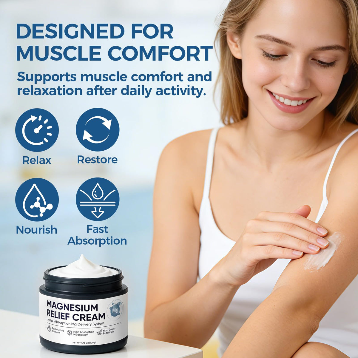 Nichalous applied to neck and shoulder demonstrating targeted comfort and mobility