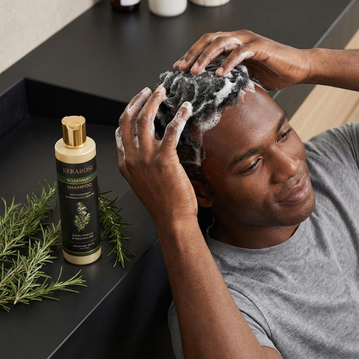 Nichalous Kerarose after wash hair showing added volume and resilience benefit