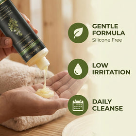 Nichalous Kerarose shampoo foam texture demonstrating gentle lathering benefit