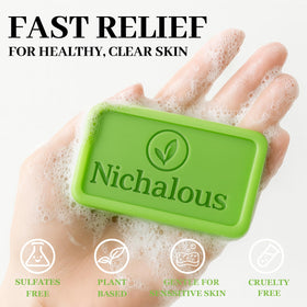 Nichalous soap placed in bathroom lifestyle setting suggesting everyday use