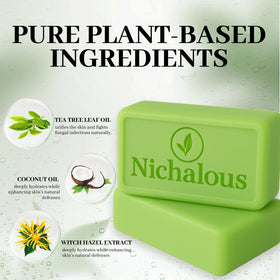 Nichalous soap sliced to reveal color and botanical texture inside