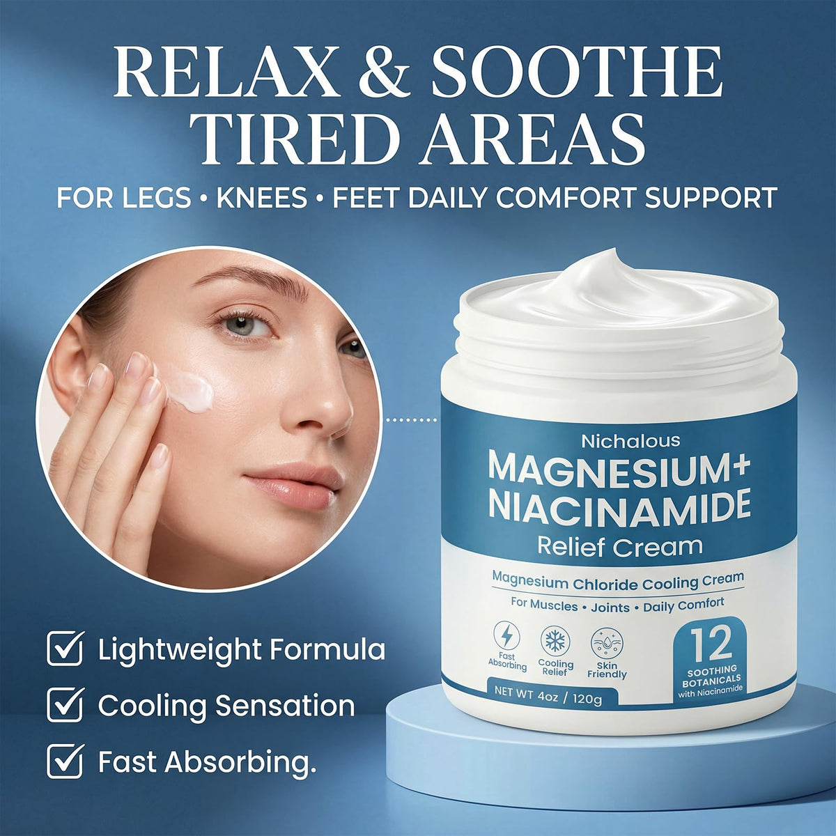 Nichalous close-up of cream texture highlighting smooth, fast-absorbing finish