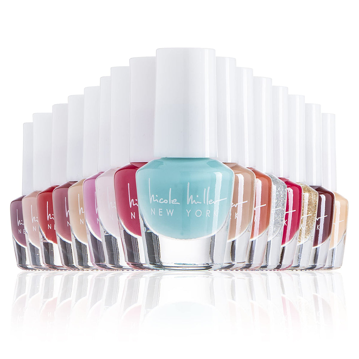 Nicole Miller front box view showing 15 mini polishes and attractive packaging for gifting