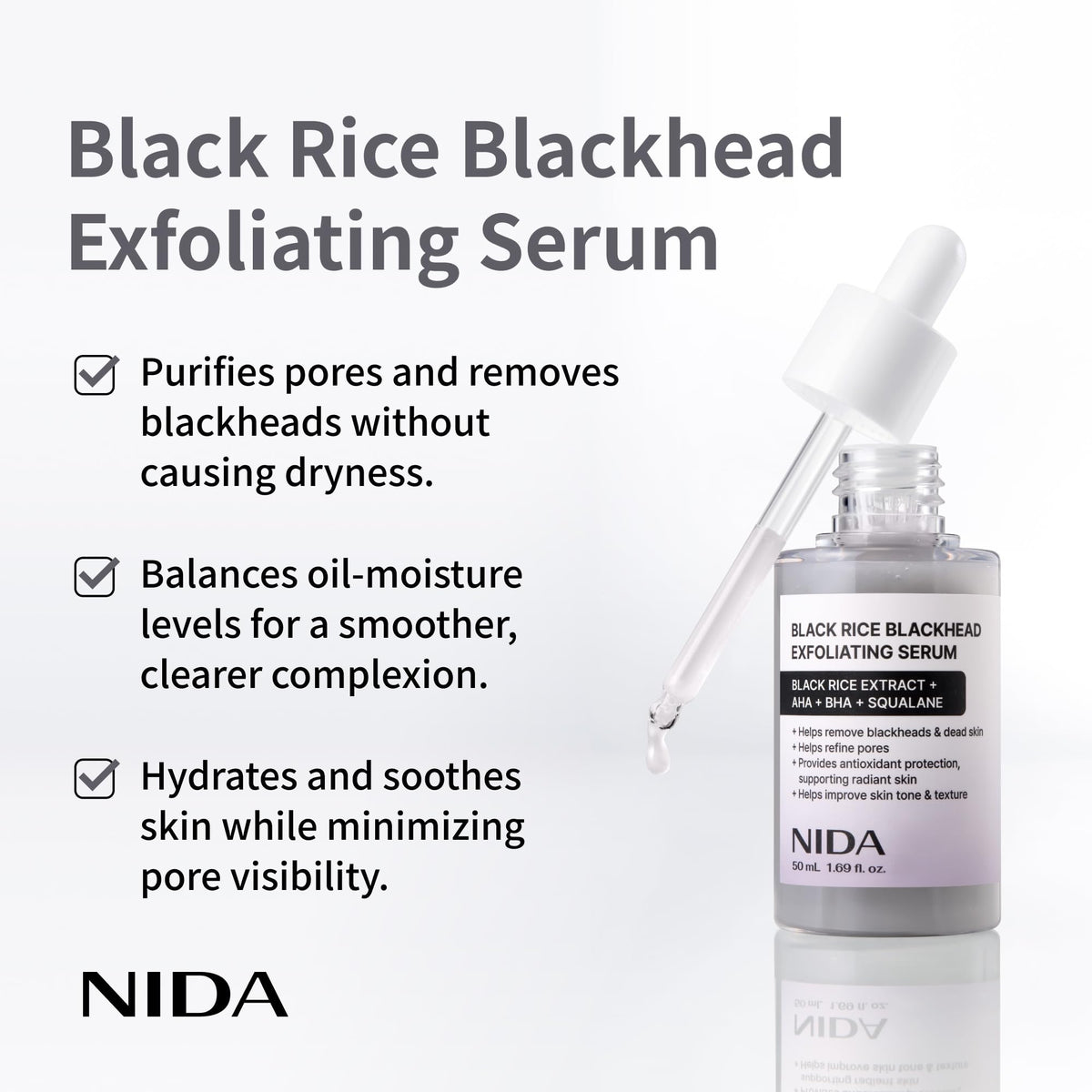 NIDA product label close-up highlighting ingredients and Korean origin