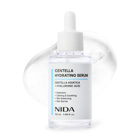 NIDA front packaging showing bottle and label, highlights calm skin benefit