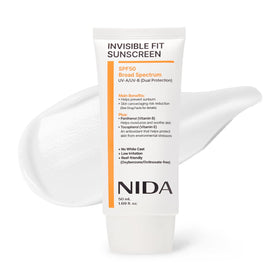 NIDA front packaging tube showing SPF 50 and travel size benefit
