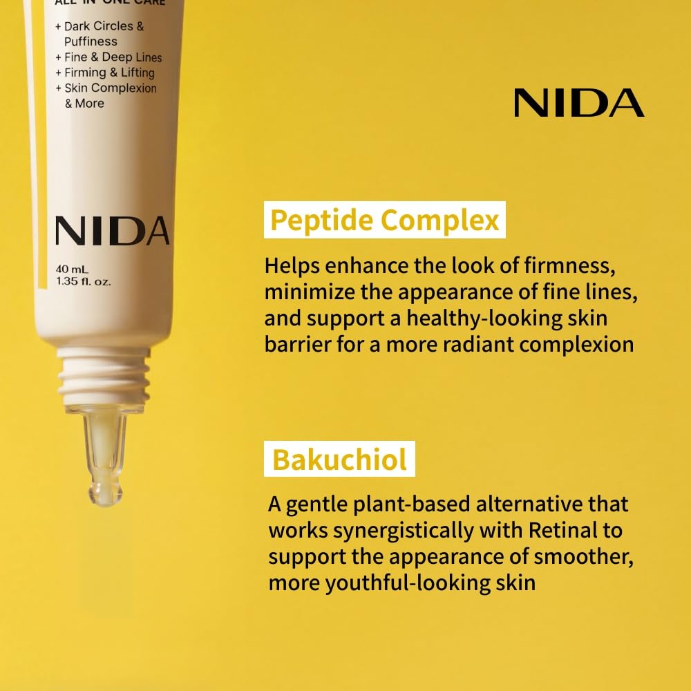 NIDA ingredients label close-up highlighting retinal, peptides and probiotics