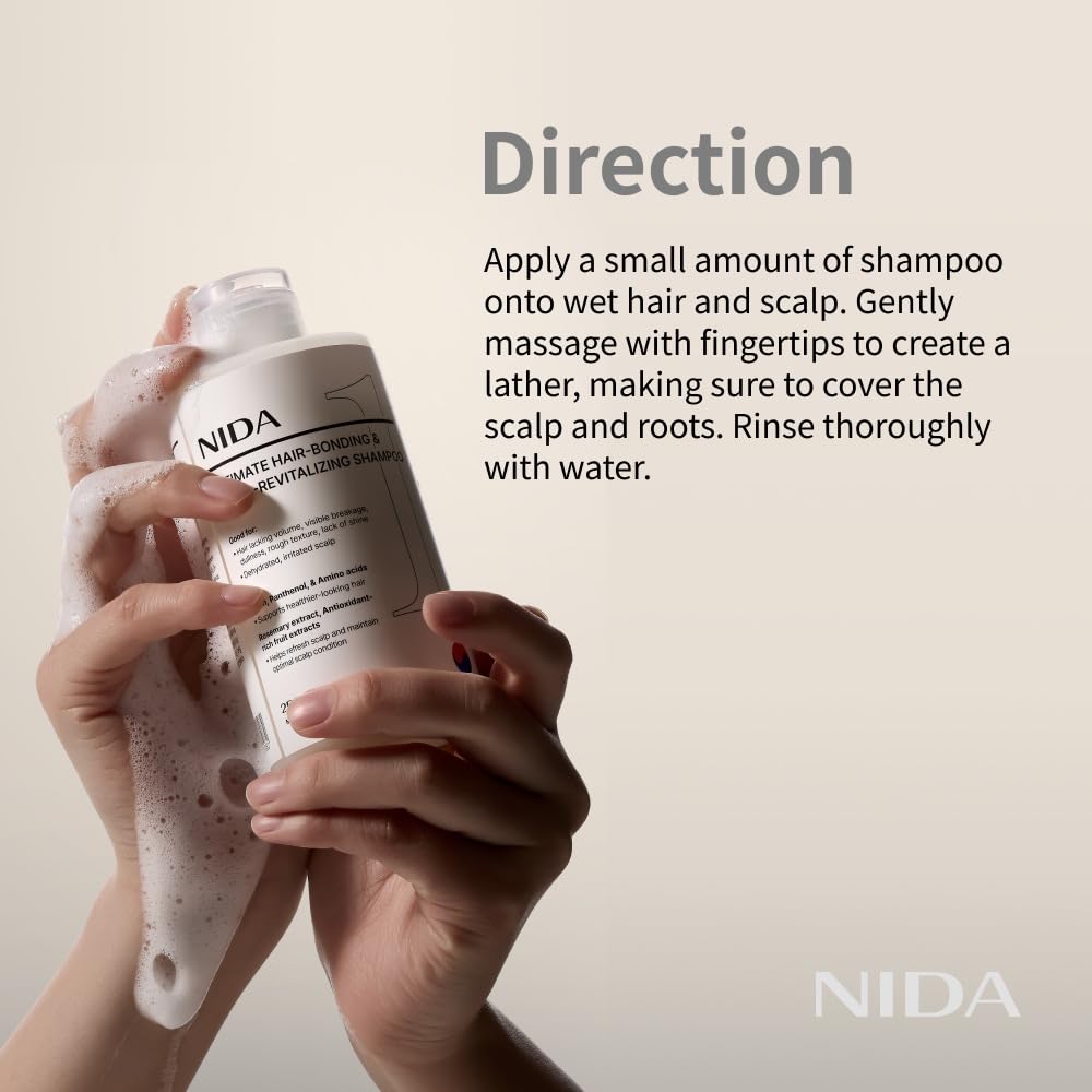 NIDA shampoo in shower scene displaying in-routine use and refreshed scalp benefit