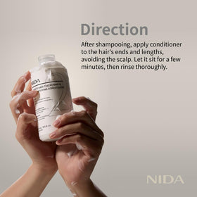 NIDA bottle next to hand for scale and accurate size perception before purchase