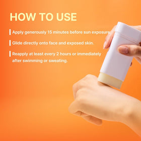 NIDA sun stick label and ingredients view showing vitamin B5 and E benefits