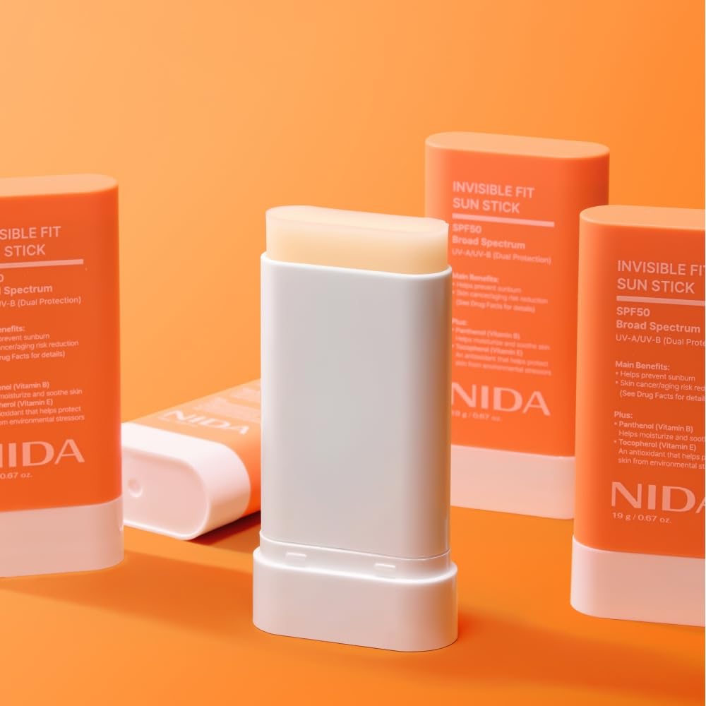 NIDA sun stick on skin showing invisible finish and natural subtle glow