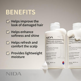 NIDA shampoo foam texture close-up demonstrating gentle lather and conditioning