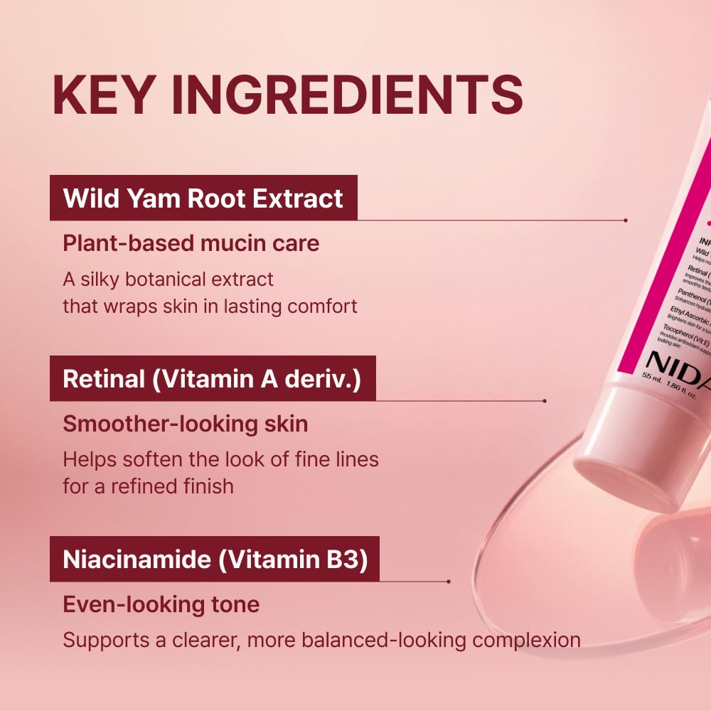NIDA cream on hand dispensed for immediate lightweight hydration