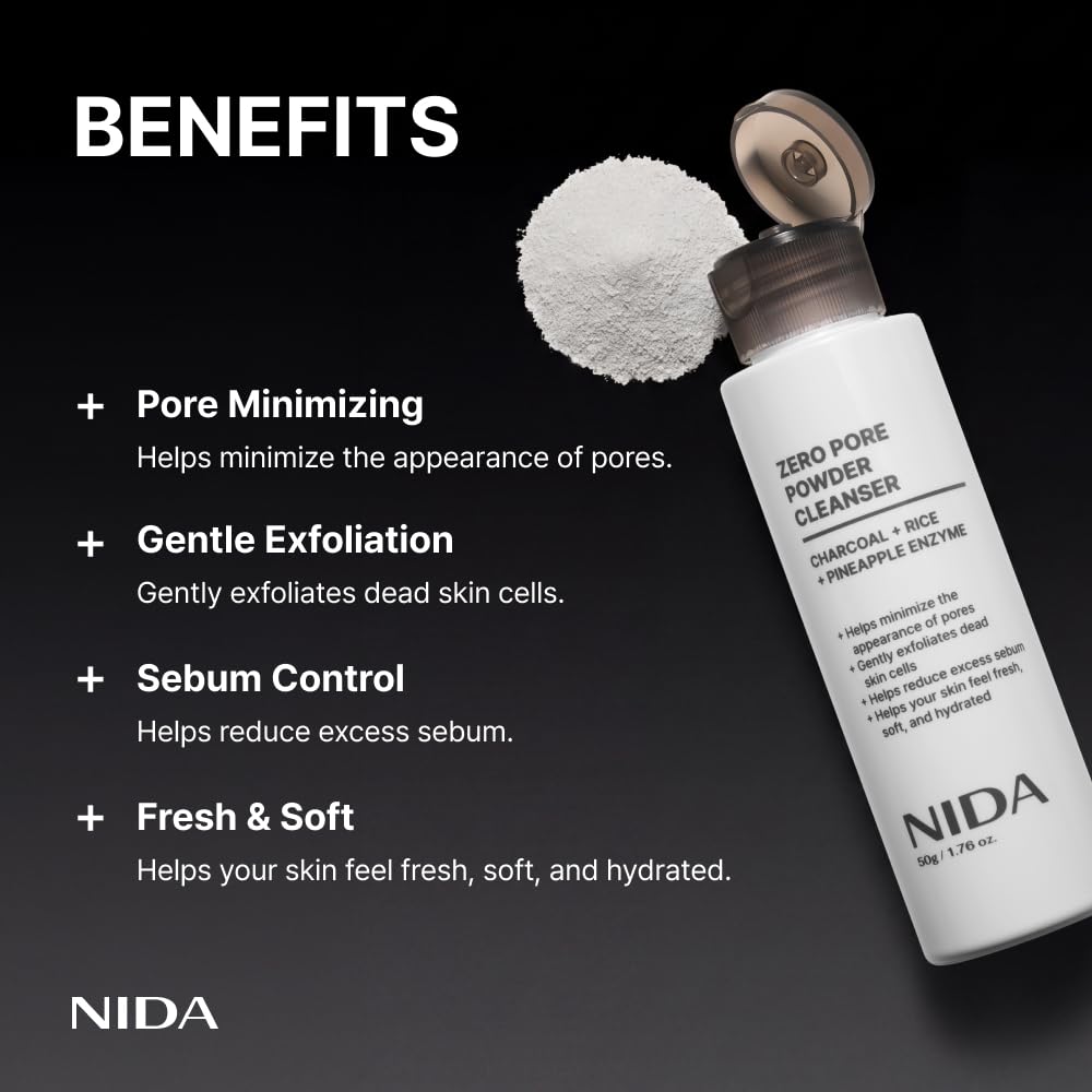 NIDA close-up powder texture highlighting gentle exfoliation