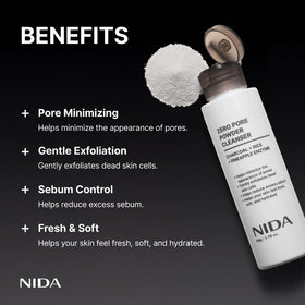NIDA close-up powder texture highlighting gentle exfoliation