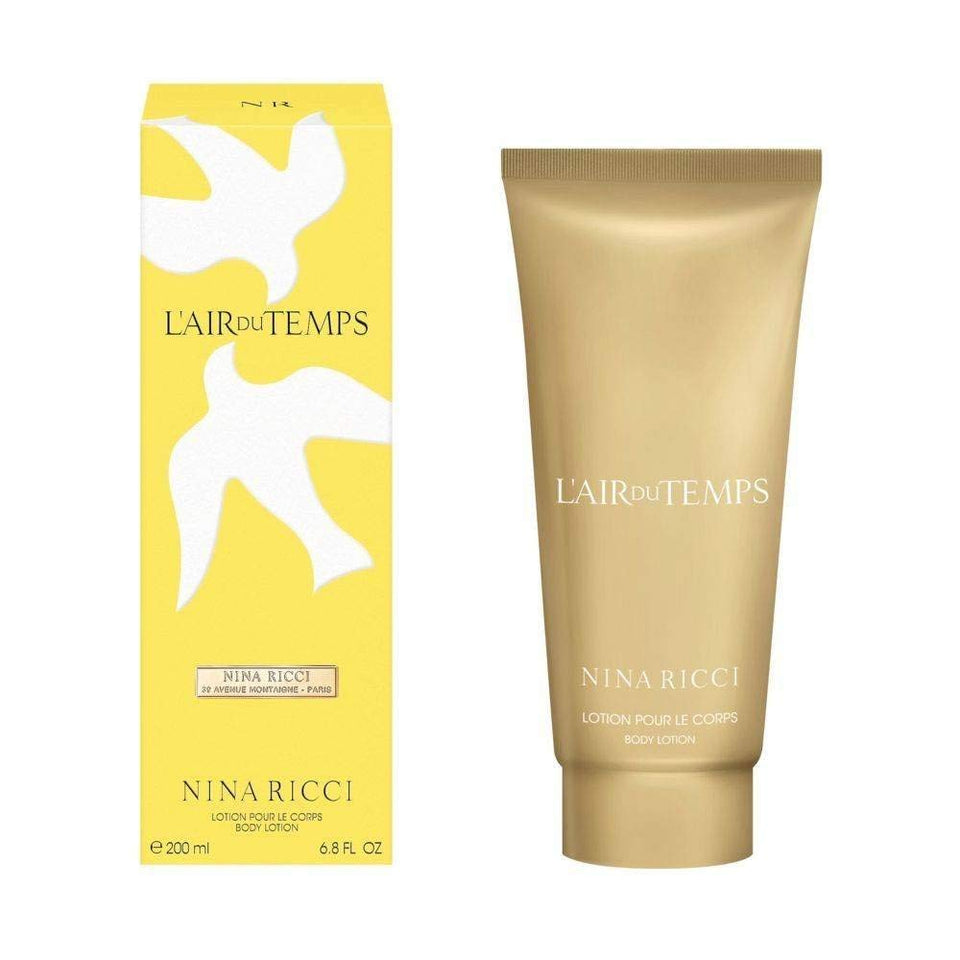 Nina Ricci bottle front view showing elegant label and moisturizing benefits