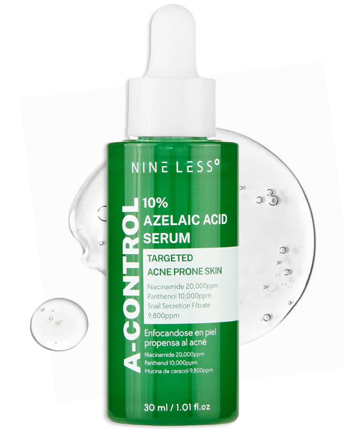 NINELESS front bottle packaging clearly showing size and branding for a compact serum