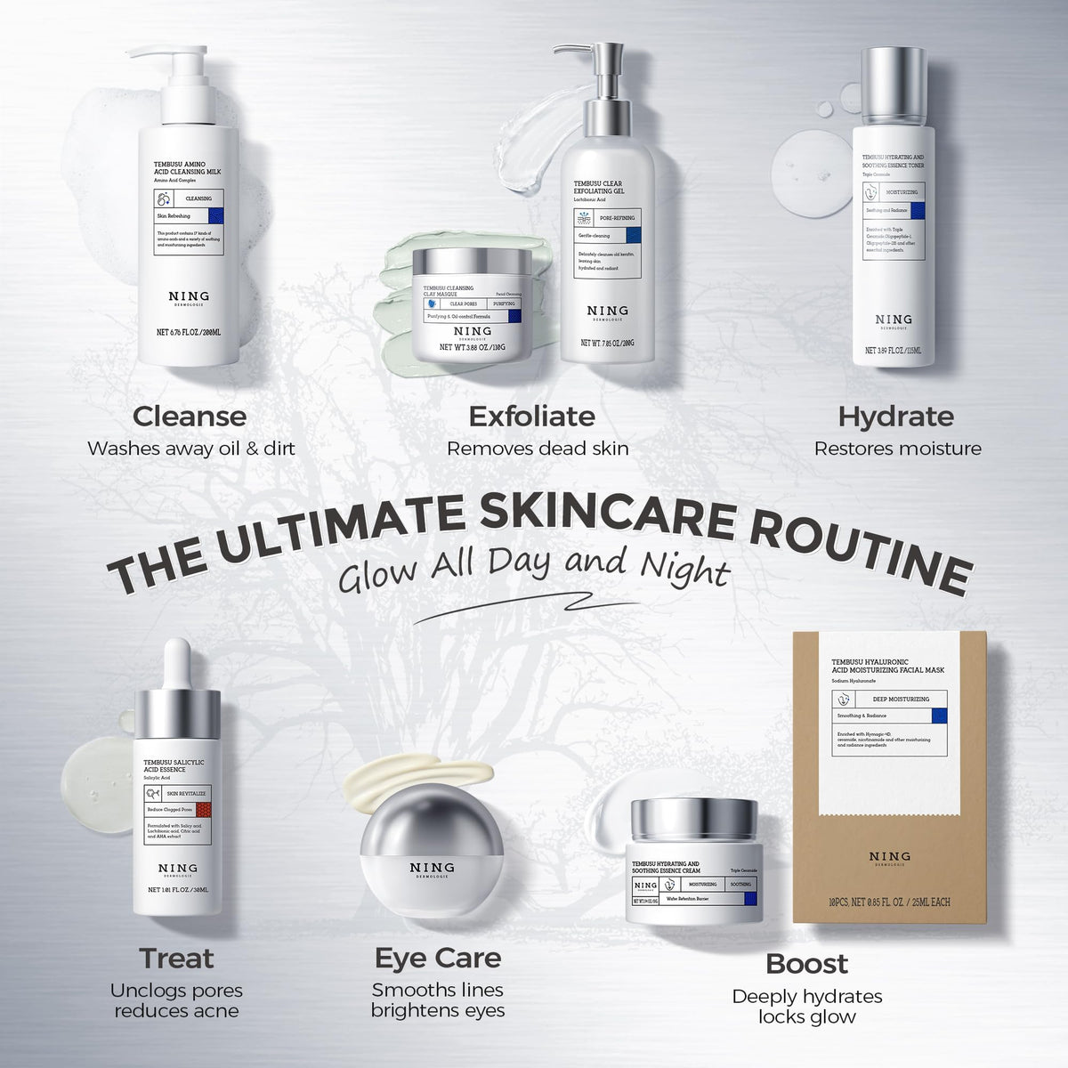 NING DERMOLOGIE cleanser foam in hand demonstrating gentle, effective cleansing