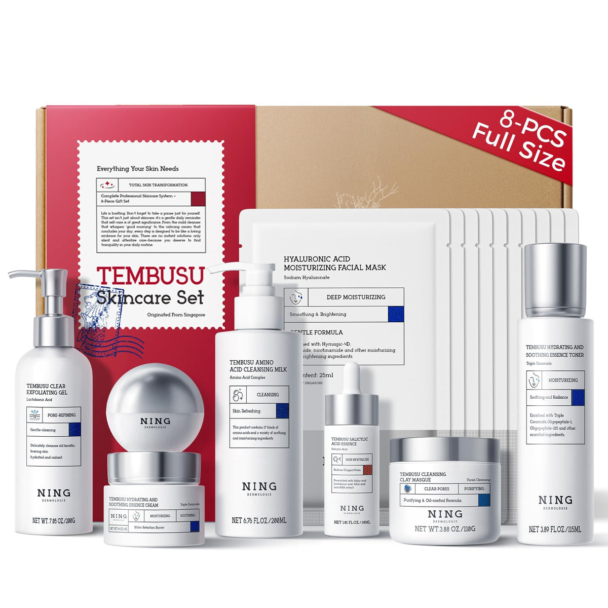 NING DERMOLOGIE front packaging showing full gift-ready set and benefits
