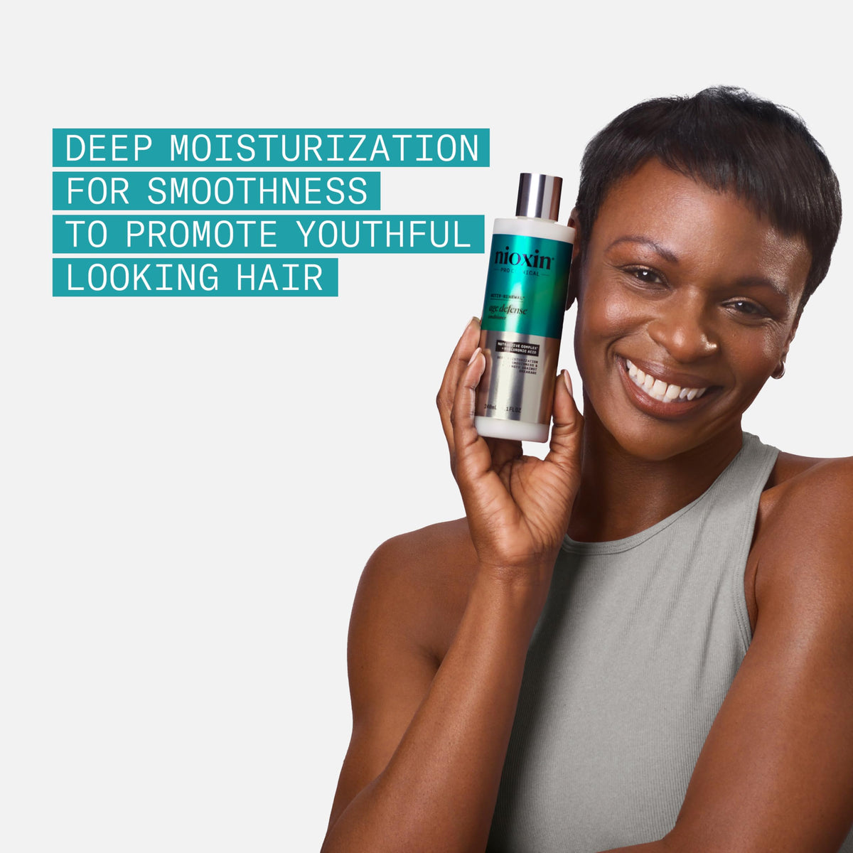 NIOXIN conditioner texture being poured to show lightweight, hydrating formula