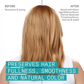 NIOXIN lifestyle shot on color-treated hair showing maintained vibrancy benefit