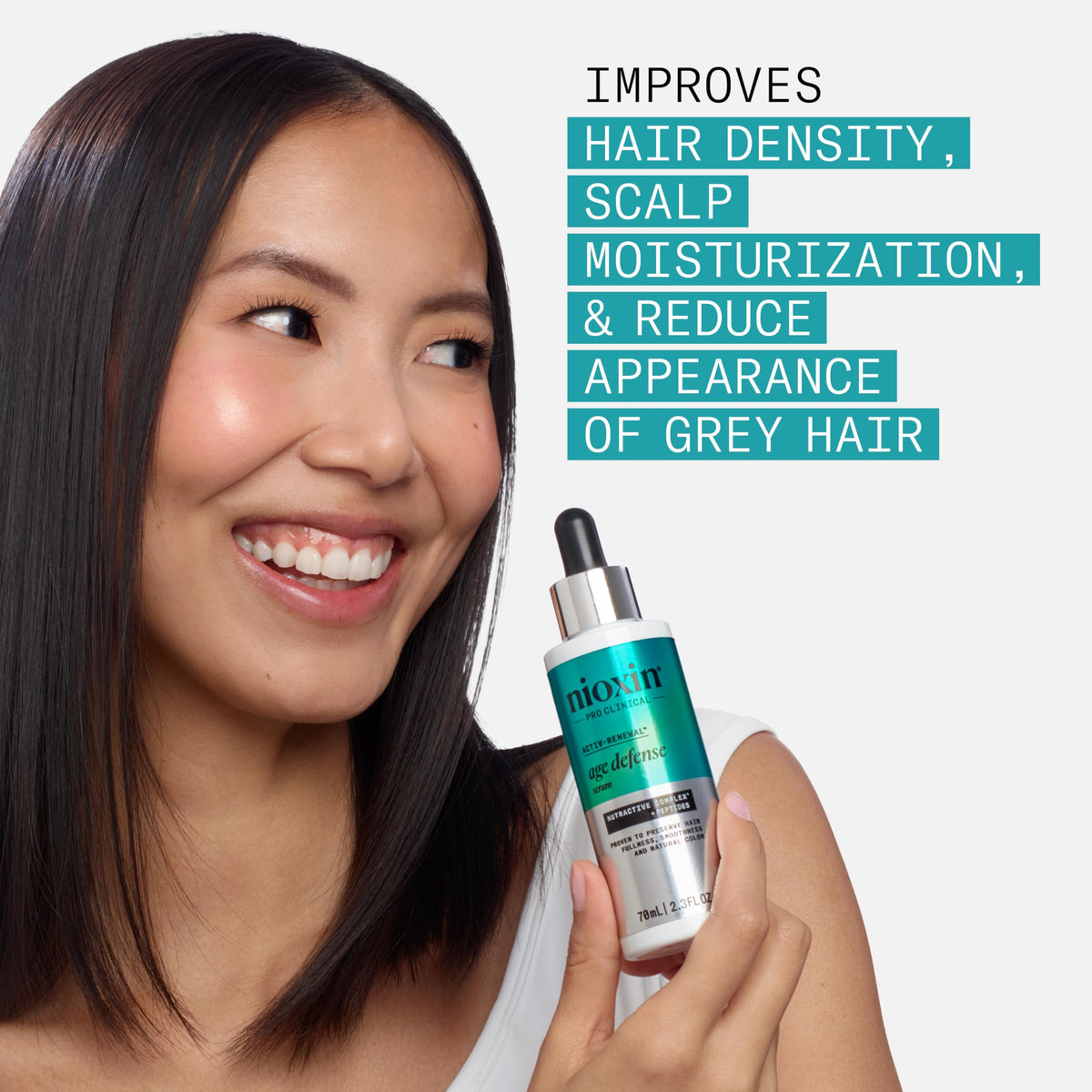 NIOXIN close-up of lightweight serum texture for non-greasy finish benefit