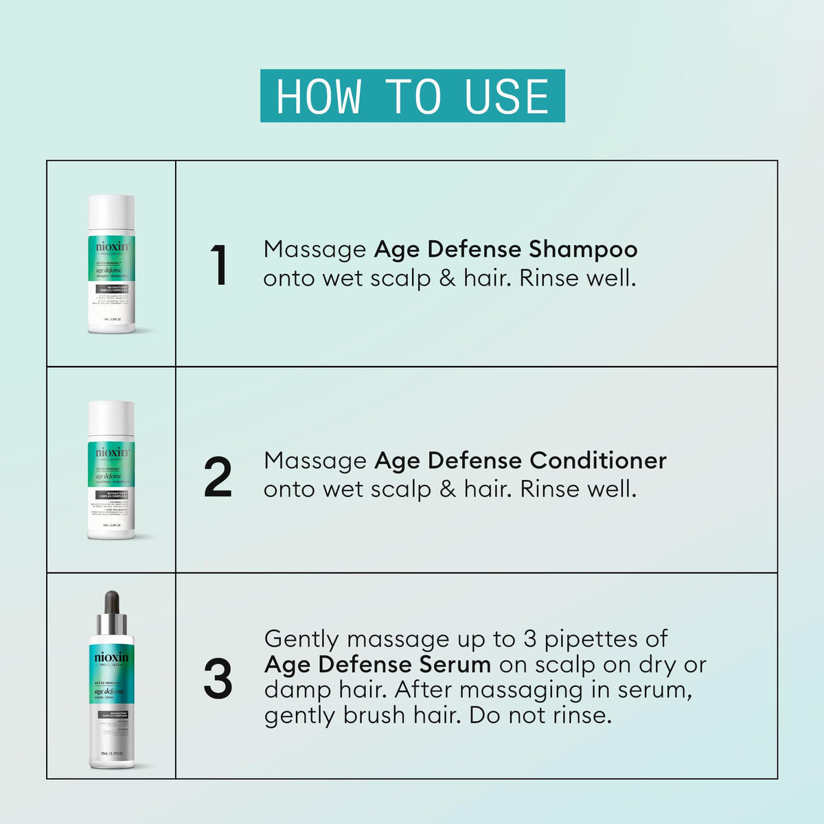 Hand holding Nioxin bottles to show 5.5 fl oz size comparison