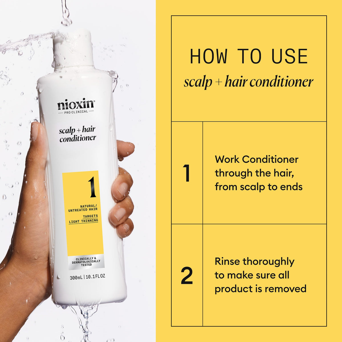 Nioxin before and after hair density comparison illustrating fuller look