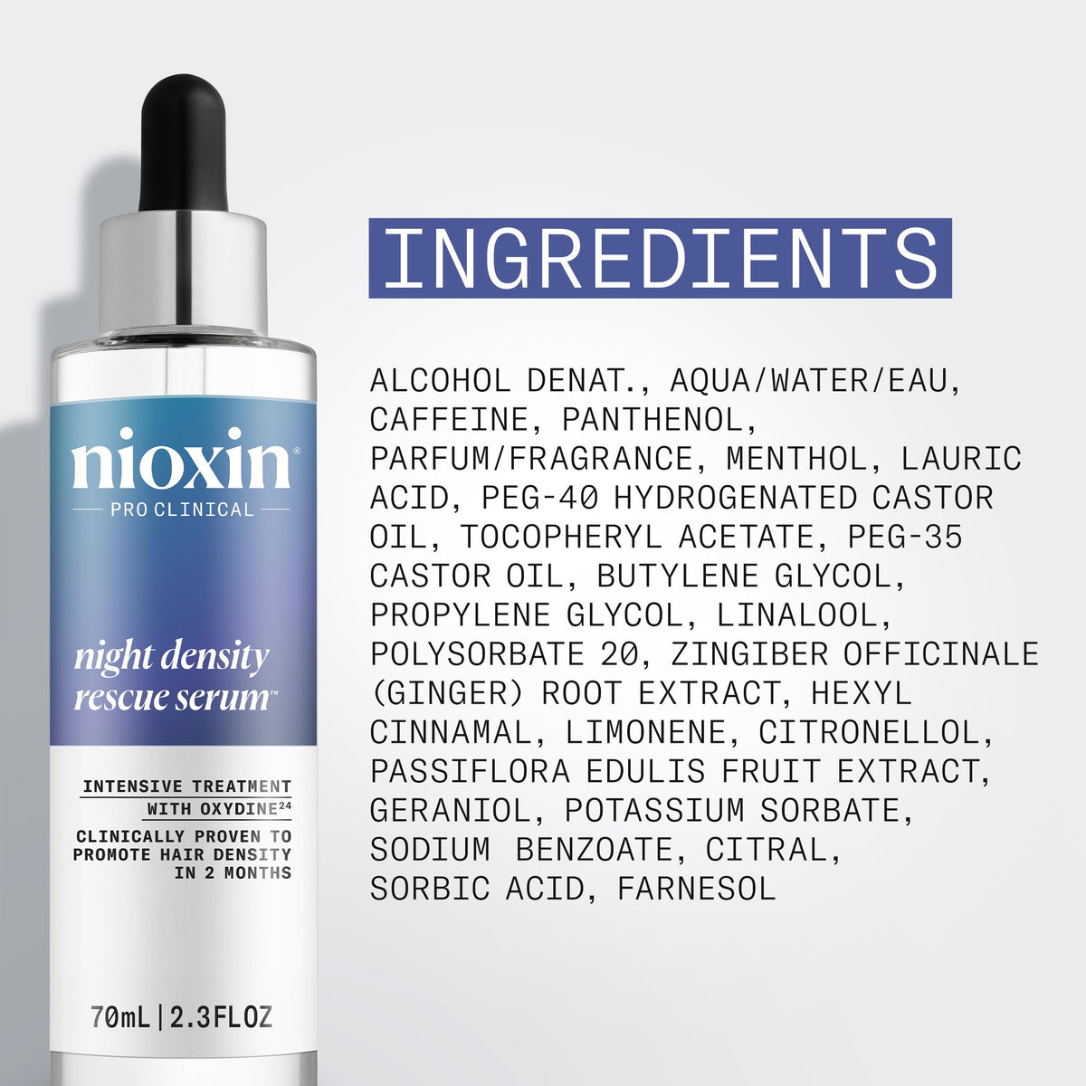 Nioxin bottle on bedside table suggesting easy nighttime routine