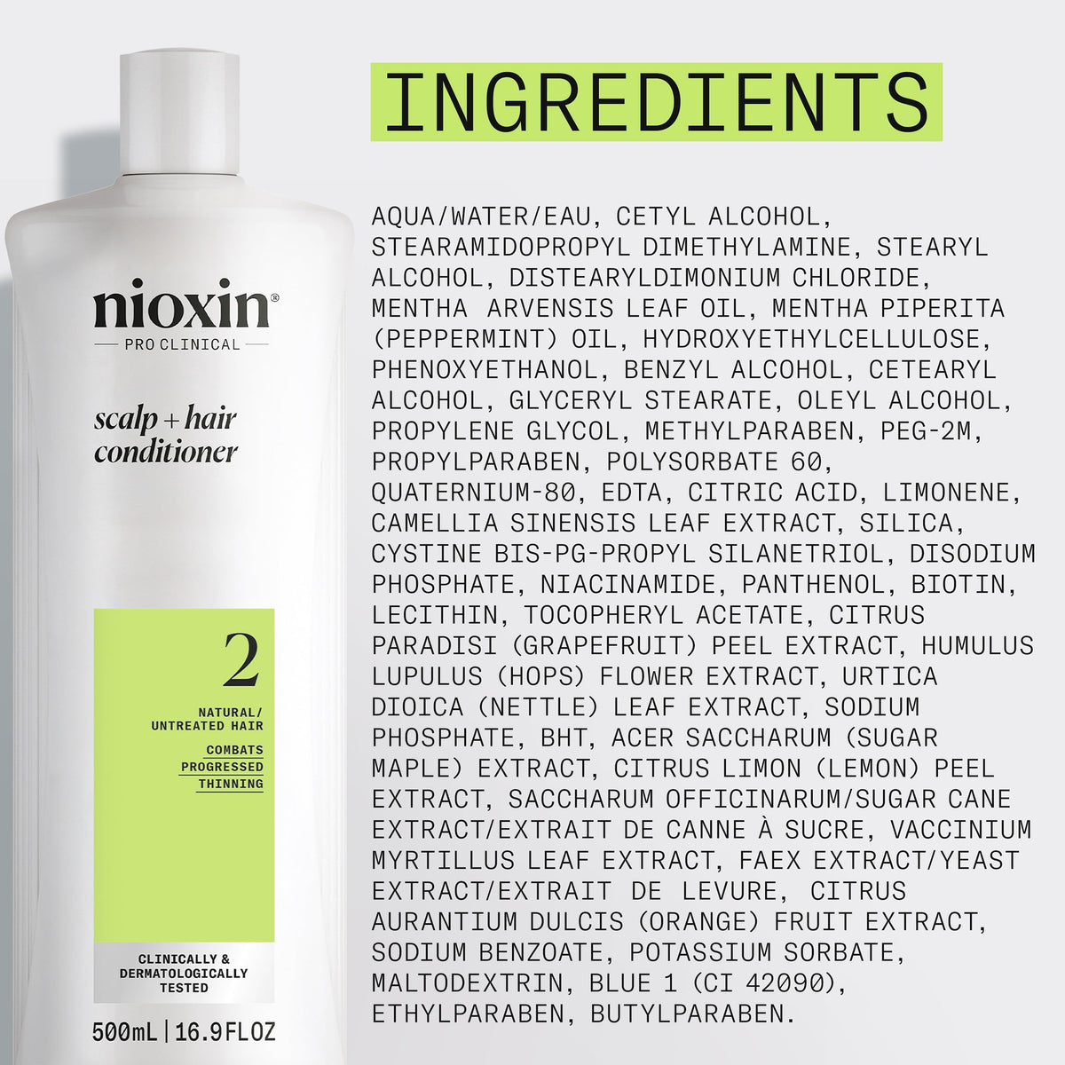 NIOXIN 16.9 fl oz conditioner on counter highlighting product size