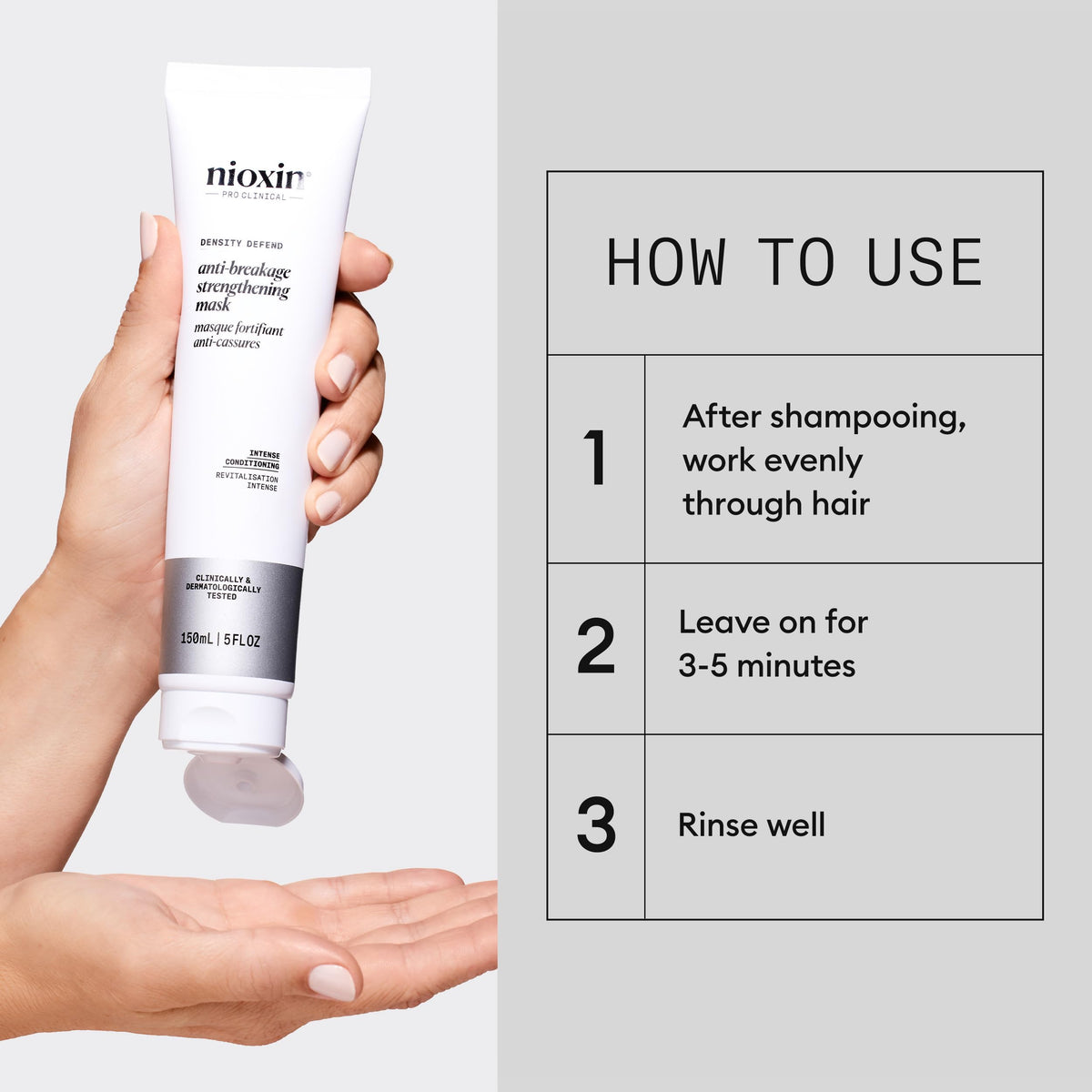 NIOXIN before and after strand comparison demonstrating reduced breakage