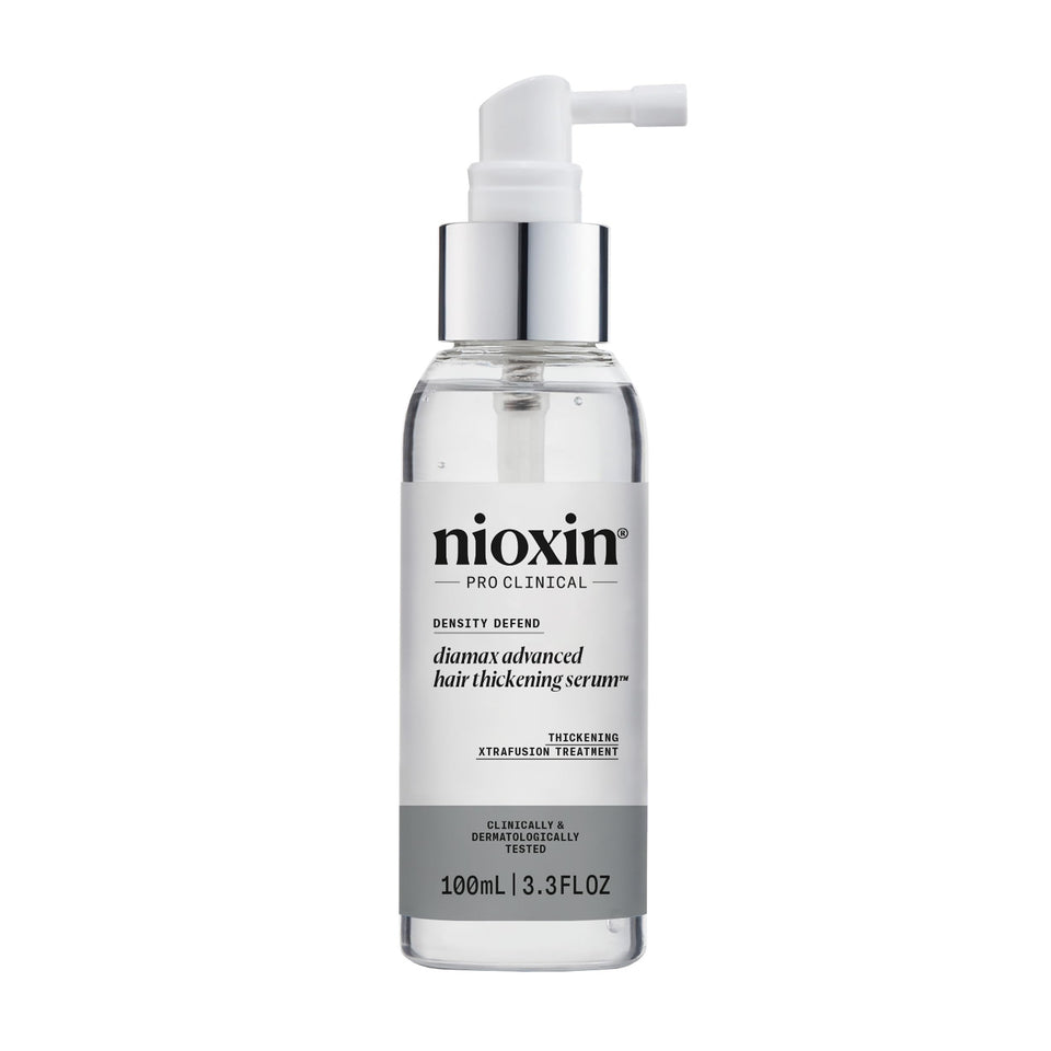 NIOXIN front packaging showing product and benefits for thicker hair