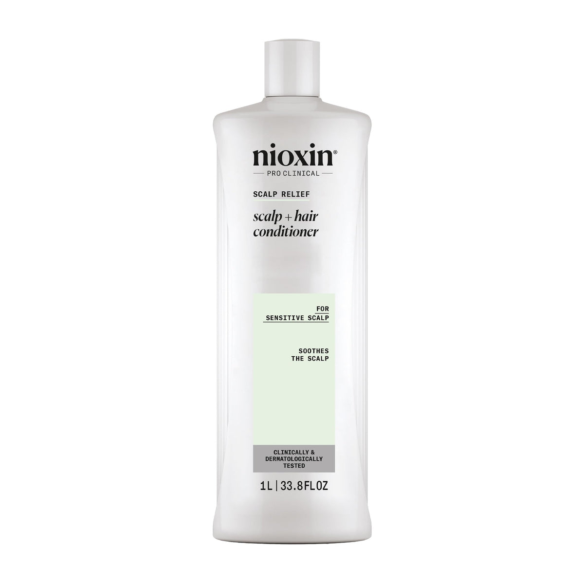 Nioxin front bottle showing product and soothing design benefits