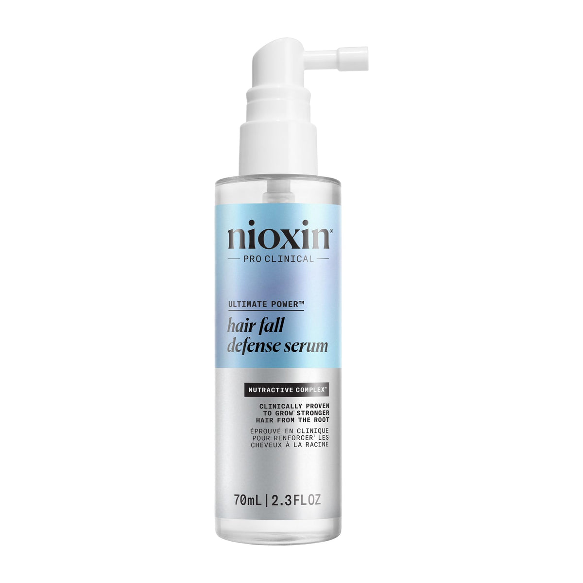 NIOXIN front packaging showing bottle and label, highlighting professional benefits