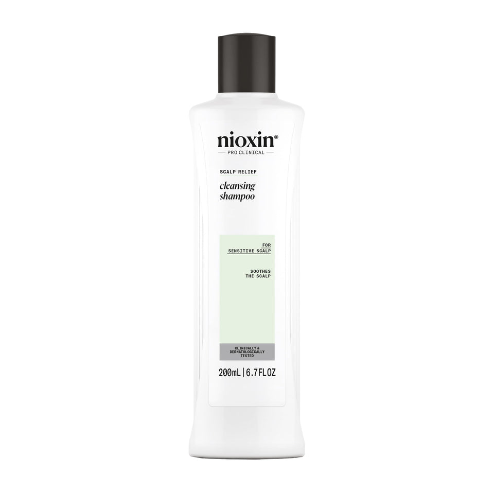 Nioxin front packaging showing clear label and soothing benefit