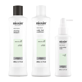 Nioxin front packaging showing trial kit soothing benefits