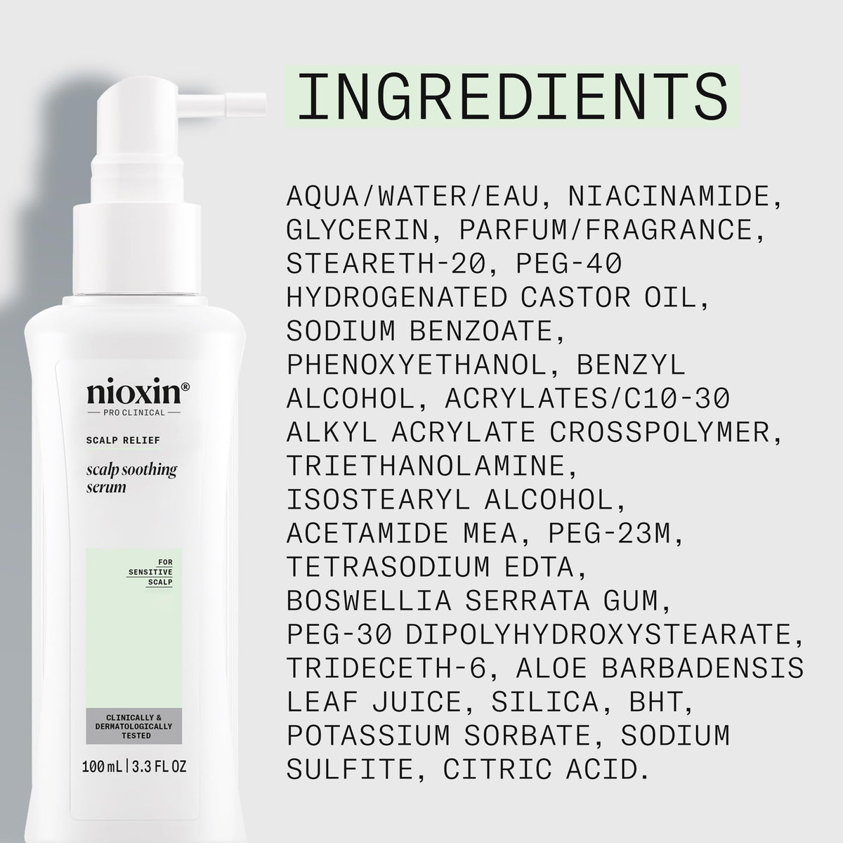 NIOXIN aloe vera plant with bottle showing soothing ingredient