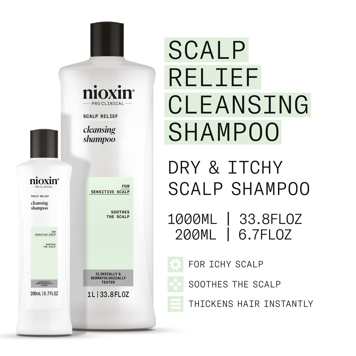Nioxin label detail highlighting ingredients and clean formulation benefit