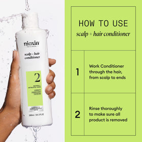 Nioxin label close-up highlighting niacinamide and biotin benefits for hair