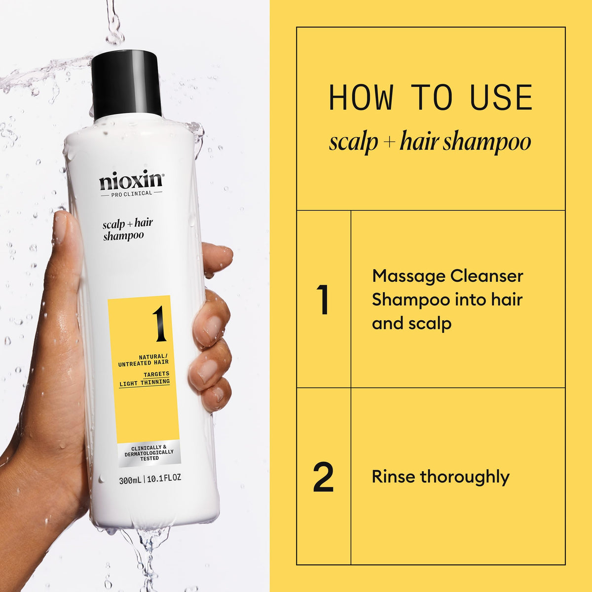 NIOXIN shampoo lather on scalp demonstrating detoxifying removal of buildup