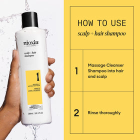 NIOXIN shampoo lather on scalp demonstrating detoxifying removal of buildup