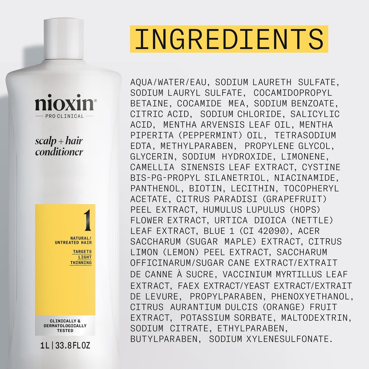 Nioxin on bathroom shelf lifestyle shot conveying salon-quality at home