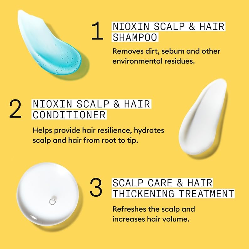 Nioxin displayed on bathroom shelf conveying salon-grade daily care